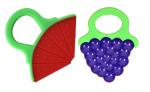 Infant Kiddo Non-Toxic Food-Grade Silicone Watermelon-Graps Baby Teether for Pain-Relief Easy I 100% BPA Free (Pack Of 2)
