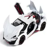 KTRS ENTERPRISE 1:24 LYKAN Hyper Sport Diecast Metal Pullback Openable Doors Toy Cars with Flashing Light and Musical Sound for Gifts Toys Kids Boys and Girls Children (Colour AS PER Stock)