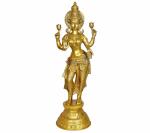 Idol Collections Gold Brass Goddess Maa Laxmi Idol Statue Standing For Temple Puja Home Decor Murti Office Showpiece Golden, Multicolor Cast Iron Three Flower Wall Hanging With Led Light.