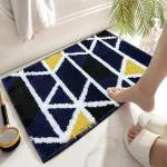 Roseate Mosaic Super Soft (40x60 cm) Super Absorbent Microfibre Bath Mat (Blue) Pack of 1