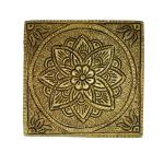 Kalarambh Brass Bajath/Chowki/Path/Chourang for Puja Pooja Mandir Decor Showpiece Gift Items Collectible Handicraft Art - Yellow, 4 x 4 x 1.5 Inches (L x W x H)