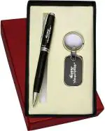 UJJi Happy Anniversary Logo Engraved Metal Pen & Keyring Combo