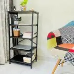 Kawachi 5-Tier Open Bookshelf Wooden Living Room Bookcase Display Storage Rack Wenge Black