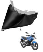 Auto Hub Bike Body Cover for Bajaj Discover 125 DTS-i , Dustproof UV Protection water resistant Custom Fit Cover-(Black-Silver )