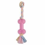 Emily Pets Rubber Spike Bone Toy with Rope Knot for Dogs (Pink)