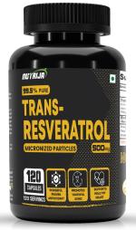 NutriJa Trans Resveratrol 500MG Capsules - 99.5% Pure Micronized and Highly Bioavailable Supplement | Slow down Aging, Proven Powerful Anti-Oxidant | Improves Metabolism & Heart health - (120 Capsules)
