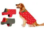 Sage Square Premium Reversible Double Sided Dog Coat | Ultra Warm Windproof Winter Vest | Thicker Fleece Jacket For Cold Weather (Red and Grey) (Large) (24 Inches)