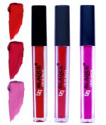 bq BLAQUE Matte Liquid Lip Gloss Combo of 3 Lipstick # 102-109-117 (12 ml, Multicolor)