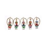 Mahaveer Art Industries Iron Handpainted Musician dolls sitting set of 3 Multicolor