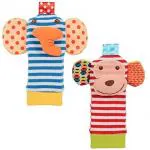 Neo Rising Solutions Cute Baby Socks Rattles. (2 Units, Style FA: Animal Multicolor 2 Foot Rattle).