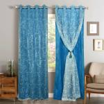 Jvin Fab Blue, Sky Velvet Curtain, 2.13 X 1.37 X 0.03 M