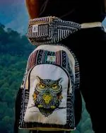 BETTER PRODUCTS 3-D HIMALAYAN OWL COMBO MONEY BELT AND BACKPACK Laptop Bag Backpack/Money Belt (owl design multicolour)