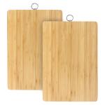 Kuber Industries Cutting Board|Wooden Slicing & Kitchen Chopping Board with Steel Hook for Hanging Fruits,Vegetables,Pack of 2 (Brown)