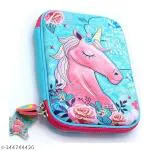 KHILONEWALA UNICORN BIG PENCIL POUCHES WITH MULTIPOCKETED. ZIPPER CLOSER HARD POUCH STORAGE BOX. STATIOENRY HOLDER BIG UNICORN PENCIL CASE PENCIL POUCH.