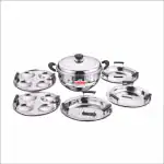 Kitchen Essentials- Stainless steel Induction Bottom Mini Multi Kadai with 5 plates (2 Idli Plates,2 Dhokla Plates,1Patra Plate)