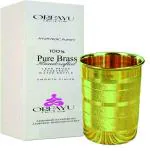 OREAYU 1 Pcs Brass/Pital Glass Tumbler Cup, Drinking Serving Water, Yoga and Ayurveda Health Glass, 300 Ml (1 Glass)