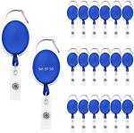 Shining Zon Oval Shape Retractable YoYo Clip for Id Card Holder with Metal Stainless Steel Frame Key Chain(Set of 50, Blue)