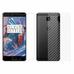Kite Digital OnePlus 3/3T Back Screen Protective Film Carbon Fiber Skin Transparent Screen Guard Sticker & Premium Tempered Glass Screen Protector