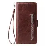 Trounce Zipper Series Faux Leather Brown Wallet Flip Case Mobile Cover For Samsung Galaxy M51