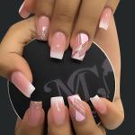 Smooky Unbreakable, Trending, Long Lasting Easy to Apply Press on Nails with Nail Art Pink (pack of 24)