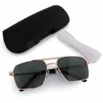 THE VITREOUS UV Protection Edith | full rim Golden square frame Sunglasses (Men, Women,)