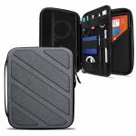 Handcuffs Tablet Sleeve Case Cover Gadget Organizer Bag Magic Keyboard Holder Hard Disk Pendrive Pouch for iPad Pencil, Cable & Earphones (Grey)