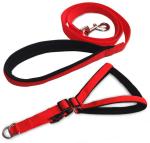 Smart Doggie Red, Black Nylon Adjustable Dog Harness and Leash Dog