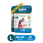 ELDURO Premium Range Unisex Adult Open Tape Diaper ( Large| 20 Diaper) (Pack of 2)