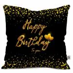SQUARE DESIGNS Satin Happy Birthday Printed Cushion Cover 12x12 with Filler, Pillow for Birthday Gift, Gift for Girl, Boy