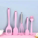 Skofri Pink Silicone Spatula Set (Pack Of 5 )