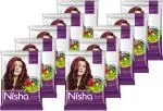 Nisha Natural Henna Based Hair Colour Powder Burgundy Red,15 gm Each (Pack of 10) | No Ammonia | 100% Grey Coverage