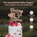 Zyozique Rose Gold Happy 13th Birthday Cake Topper - 13th Birthday Cake Topper for Baby Girls