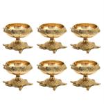 CraftVatika Gold Brass Diya 7.6 x 6.9 cm (Pack of 6)