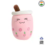 TECHMAX 19.7Inch Close Eye Pink Boba Tea Plush Toy