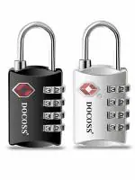 DOCOSS-Set of 2-309-Metal TSA Approved Lock 4 Digit for Luggage Bag Number Password Travel Locks(Black)