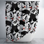 Sassoon Printed Mickey Waterproof Polyester Bathroom Curtains for Kids Bath Curtain with 12 Hooks, Colorful Shower Curtain - Pack of 1
