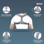 Tynor Clavicle Brace with Fastening Tape, Grey, Large, 1 Unit