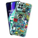 Fashionury Silicone Designer Case for Realme Narzo 50 Back Cover for Realme Narzo 50 Printed Back Cover for Realme Narzo 50 D1008,Multi Coloured