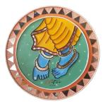 Chitra Artworks Wood Krishna Handmade Mud Mirror Painting for Wall Decor (Multicolour) 31 x 31 x 2 cm