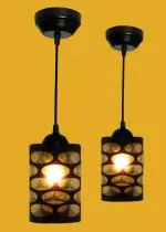 ONECYA ROYAL FANCY Glass Hanging Lamps Pendant Lights for Living Room Bedroom Kitchen Outdoor Drawing Room Pendant Lighting Ceiling Adjustable Pendant Lights (Antique, Black)