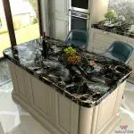 SEKHMET Branded Black Gold Marble Sticker for Kitchen Countertops Waterproof Black Gold Marble Wallpaper Self Adhesive and Removable Marble Paper for Kitchen Bathroom Cabinet Furniture (60 * 200 Cm)