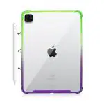 ProElite Flexible TPU Back case Cover for Apple iPad Pro 11 inch 2022 4th Gen ,Soft Corners with Hard Transparent Back, Green Purple