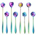 Hasthip Multicolor Rainbow Flower Spoon Set Handle 2 Different Size (Pack Of 8)