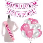 Zyozique Bridal Shower & Bachelorette Party Set - Banner with Sash & Metallic Balloons (Pack of 27)