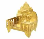 Real Seed Gold Brass Singhasan with Chatra (10x6x10cms)