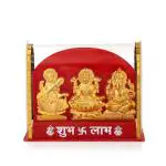 Awesome Craft Gold Plated Laxmi Ganesh Murti Brass Idol Ma Saraswati for Home Decor Handcrafted Showpiece & Figurine