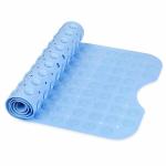 JAGDIV Silicone Anti-Slip Bathroom Floor Mat for Toilet, Kitchen, Bathroom Shower with Suction Cups (70x37 cm, Light Blue)