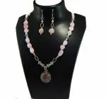 JAYA VISION ENTERPRISES Gemstone Rose Quartz Tumble & Chips Choker Necklace