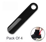 Sheppits Premium ABS Plastic 7 Inches Shoe Horn, Travel Friendly & Pocket Friendly, Shoe Wearing Stick (Black, Pack of 4 Pcs)