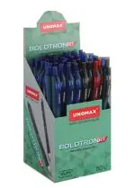 UNOMAX Boldtron RT Ball Point Pens - Pack of 50 (Blue, Red & Black) | Fast-Flowing Ink, Pocket-Friendly, Budget-Friendly, Ideal for Daily Use and Fine Handwriting